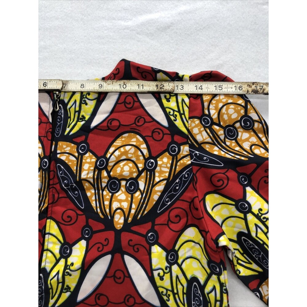 Fantabela Women's Dress Shirt Size 38 African Print Puff Sleeve Multicolor - Picture 13 of 16